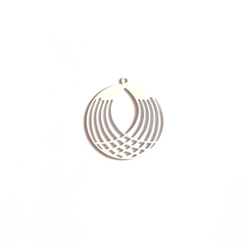 Estampe filigrane ronde blanche 27x25mm blc25-7