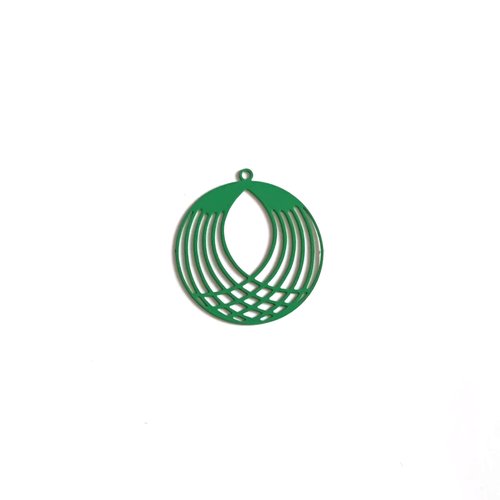 Estampe filigrane ronde verte 27x25mm ve32-5