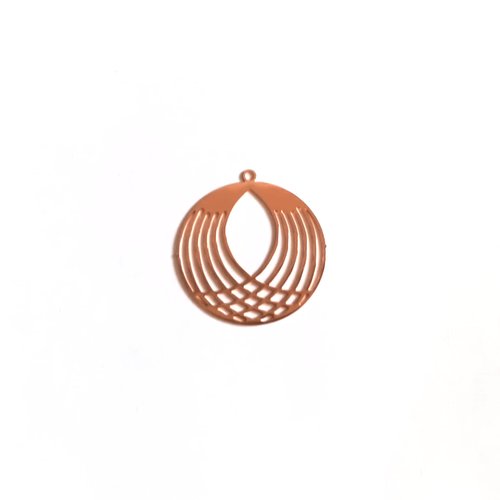 Estampe filigrane ronde or rose 27x25mm do17-1