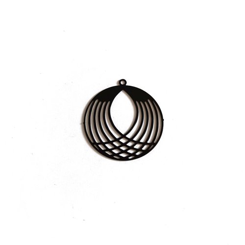 Estampe filigrane ronde noire 27x25mm no21-8