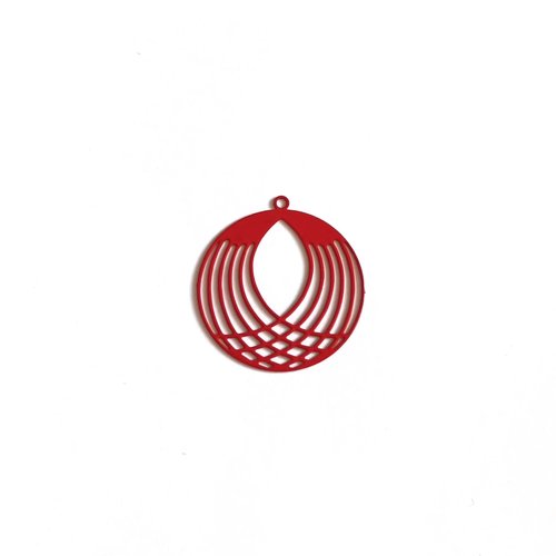 Estampe filigrane ronde rouge 27x25mm rou21-1