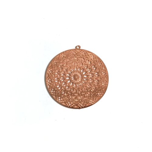 Estampe filigrane ronde or rose 37x35mm gedo-49