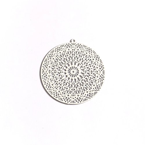 Estampe filigrane ronde blanche 37x35mm geblc-20