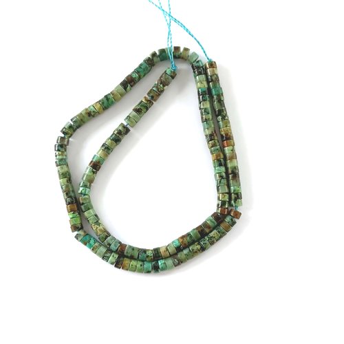 Perles rondelles heishi - turquoise africaine (jaspe) 4x2mm pp1-76