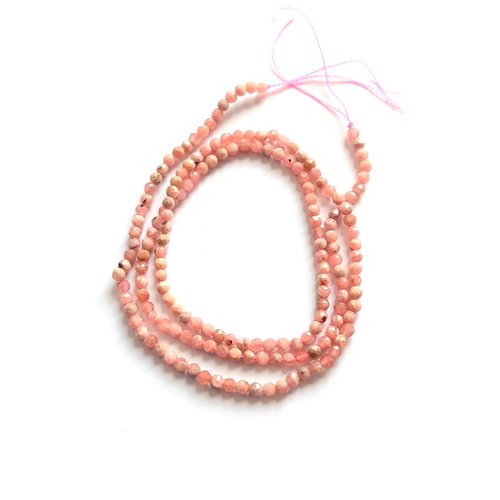 Perles rondes facettées en rhodochrosite naturelle 2mm x10p ou fil 38cm pp1-82