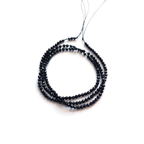 Perles rondes facettées en spinelle noir naturel 2mm pp1-78