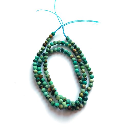 Perles rondes facettées en turquoise africaine naturelle (jaspe) 3mm pp1-65