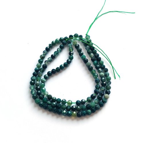 Perles rondes facettées en agate mousse naturelle 3mm pp1-62