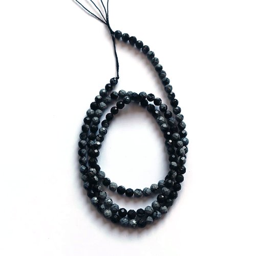 Perles rondes facettées en obsidienne mouchetée naturelle 3mm pp1-63