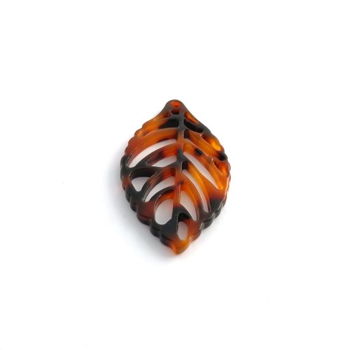 Pendentif feuille marron en acétate 38x22mm gemu-2