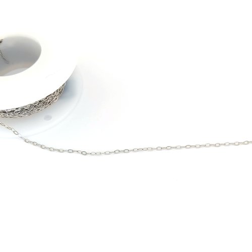 Chaîne maille ovale en acier inoxydable argenté 2,4x1,4 mm cha-30
