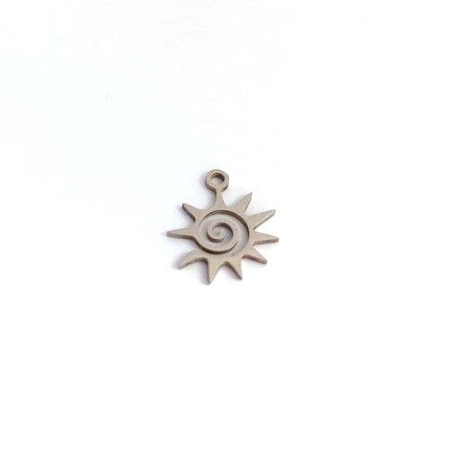 Breloque soleil argentés en acier inox 15x13mm ar25-1