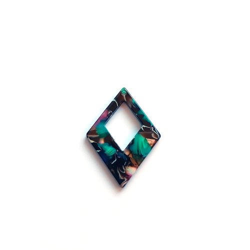 Pendentif losange multicolore acétate 37x27mm gemu-3