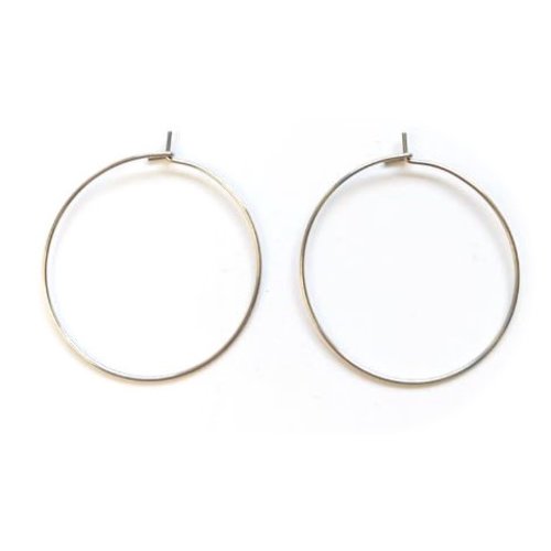 Créoles fines à décorer argentées en acier inox 316 30mm x1 ou x10 paires sbocre-30