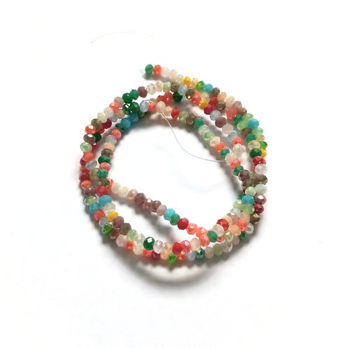 Fil de perles rondelles à facettes multicolores en verre 2mm pmu1-13