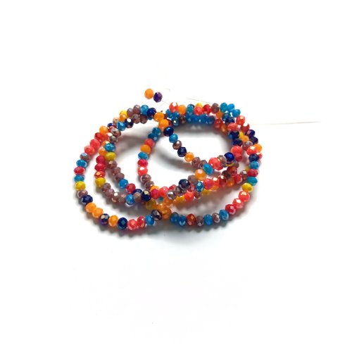 Fil de perles rondelles à facettes multicolores en verre 3x2,5mm pmu1-14