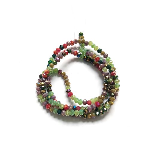 Fil de perles rondelles à facettes multicolores en verre 3x2,5mm pmu1-15