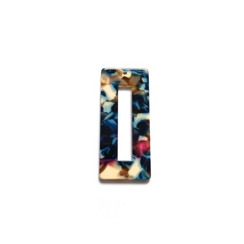 Pendentif rectangle multicolore en acétate 48x22mm gemu-44