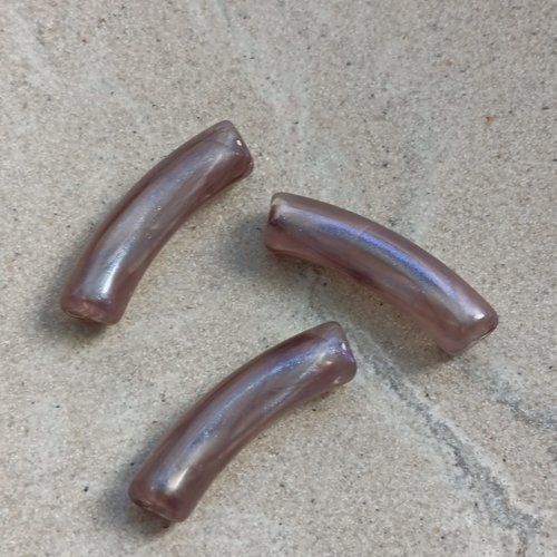 Perle tube incurvé violet irisé en acrylique de 32x10 mm pvi10-9