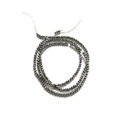 Fil de perles rondelles à facettes en verre plaqué argenté 2x1,5 mm - par7-20