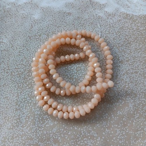 Fil de perles rondelles à facettes beige orangé en verre 4x3mm x135perles vpblc5-2