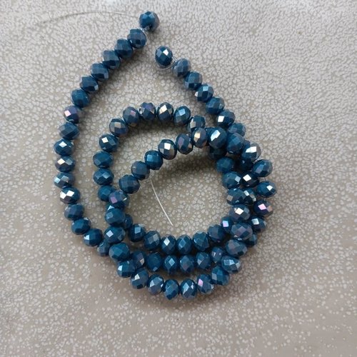 Fil de perles rondelles à facettes grises en verre 6x4mm x90perles vpgr4-10