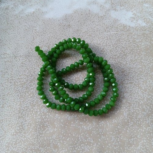 Fil de perles rondelles à facettes vertes en verre 4x3mm x130perles vpve4-9