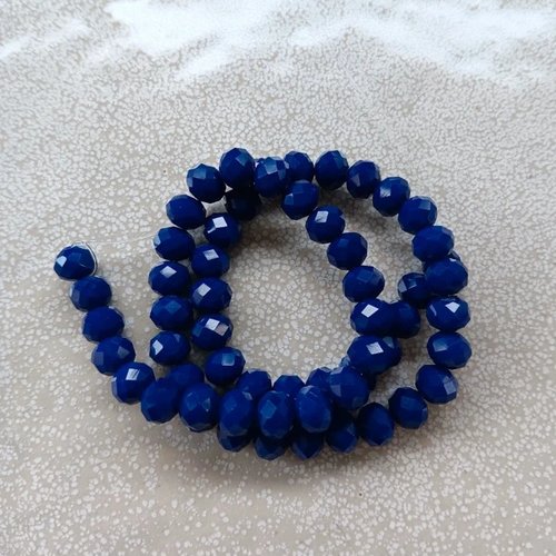 Fil de perles rondelles à facettes bleu marine en verre 8x6mm x60perles vpble6-2