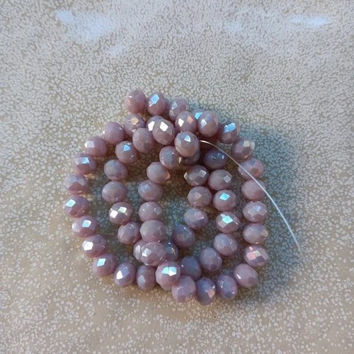Fil de perles rondelles à facettes violettes en verre 8x6mm x60perles vpvi2-2