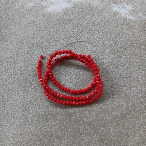 Fil de perles rondelles à facettes rouges en verre 3x2mm x130perles vprou3-20