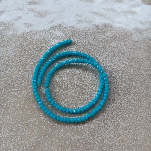 Fil de perles rondelles à facettes turquoise en verre 3x2mm x130perles vptu5-1
