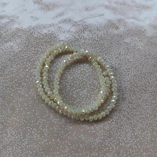 Fil de perles rondelles à facettes jaune pâle en verre 3x2mm x130perles vpja3-22