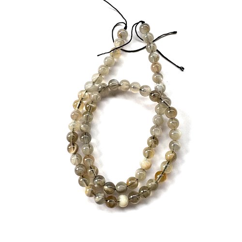 Perles rondes en pierre de lune grise naturelle 6mm x10p ou fil de 40cm pp1-92