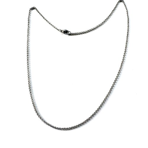 Collier maille ronde acier inoxydable argenté 304 45cm - maille 2x0,8 mm sbr-81