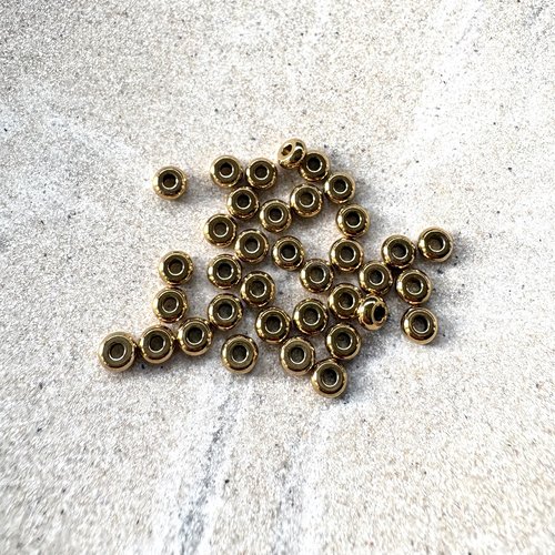 Perles rondelles dorées 4x2mm acier inox 304 pvd x10 pdo4-13