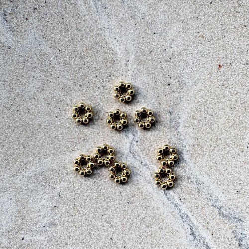 Perles rondelles fleur 6mm acier inox doré 304 x10 pdo4-12