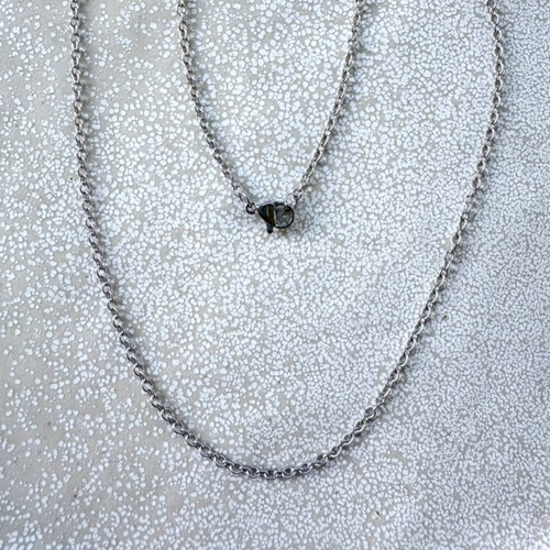 Collier maille ovale acier inoxydable argenté 304 45cm - maille 2,5x2x0,4 mm sbr-76