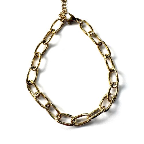 Bracelet maille trombone en acier inoxydable doré 304 pvd 17cm - maille 12x6x1.5 mm sbr-92