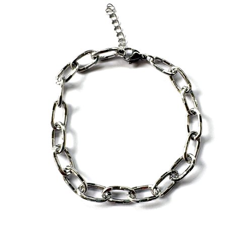 Bracelet maille trombone en acier inoxydable argenté 304 17cm - maille 12x6x1.5 mm sbr-93