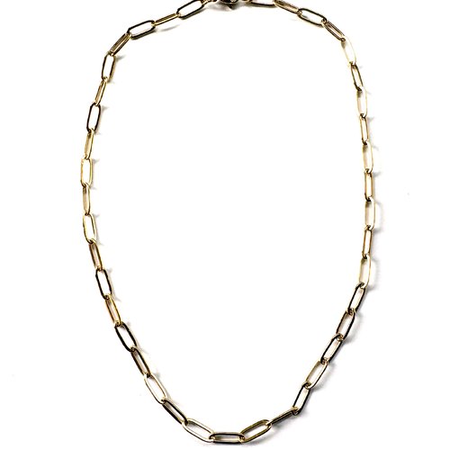 Collier maille trombone acier inoxydable doré 304 pvd 41cm - maille 12x4 mm sbr-86