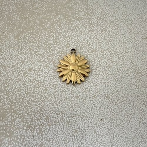 Pendentif fleur en acier inoxydable 304 doré pvd 25 × 22 mm do48-1