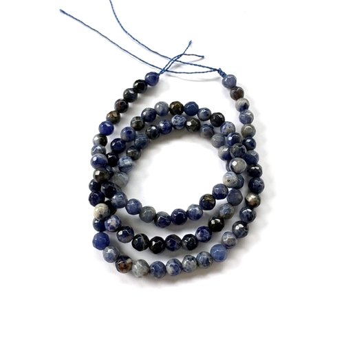 Perles rondes à facettes en soladite naturelle 4mm, en lot de 10 perles ou fil de 35 cm pp1-94