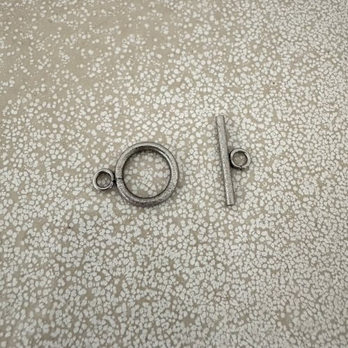 Fermoir t effet pailleté en acier inoxydable 304 argenté – 14 mm apf-39