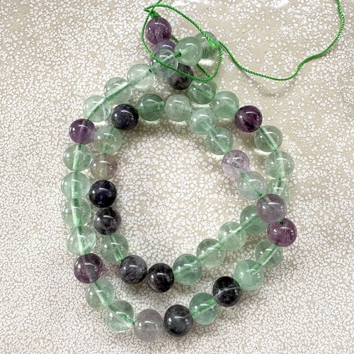 Perles rondes en fluorite naturelle 8 mm - lot de 10 perles ou fil de 36 cm pp1-105