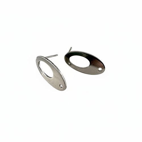 Clous d’oreilles ovales en acier inoxydable 304 argenté – 18,5 × 9,5 mm sbopu-105