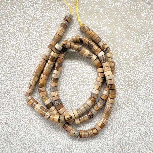 Perles heishi en jaspe naturel 4x2 mm – pierre naturelle – lot de 10 perles ou fil 38 cm pp1-99