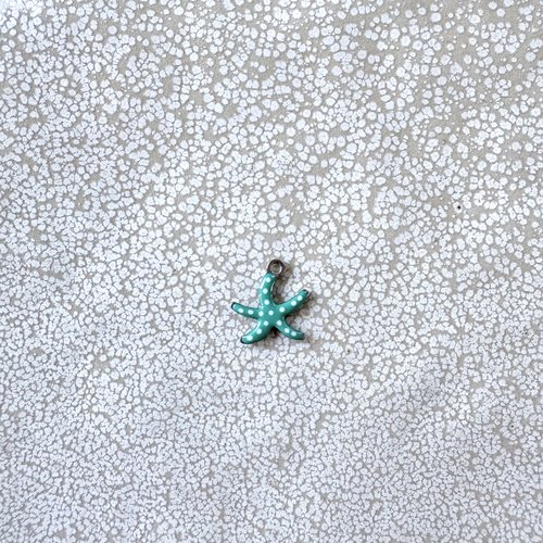 Breloque étoile de mer émaillée turquoise en acier inoxydable 304 argenté – 10,5 x 10 mm tu23-3