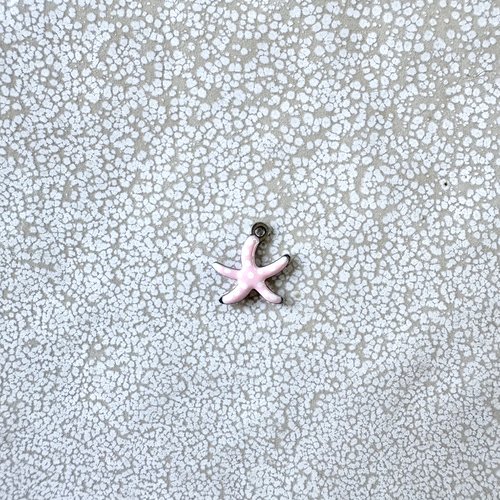 Breloque étoile de mer émaillée rose en acier inoxydable 304 argenté – 10,5 x 10 mm ros33-7