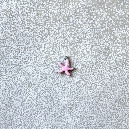 Breloque étoile de mer émaillée rose en acier inoxydable 304 argenté – 10,5 x 10 mm ros33-8