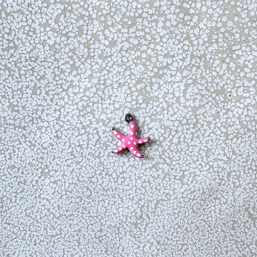Breloque étoile de mer émaillée rose fuchsia en acier inoxydable 304 argenté – 10,5 x 10 mm ros33-9